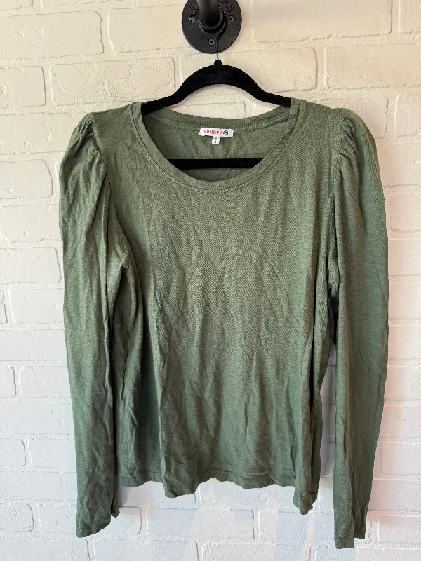 women's tops for cocktail partiesTop Long Sleeve Basic By Sundry In Green, Size: L