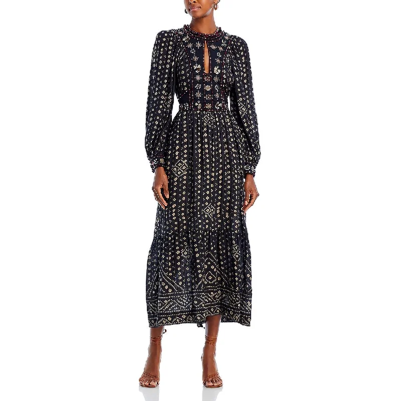 women's flowy dressesSea New York Womens Printed Embellished Midi Dress