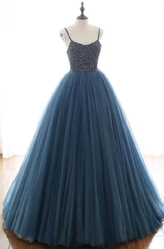 women's ball gown dressesCharming Tulle Spaghetti Straps Beaded Sequins Formal Prom Dresses,Elegant Evening Formal Dresses  gh2263