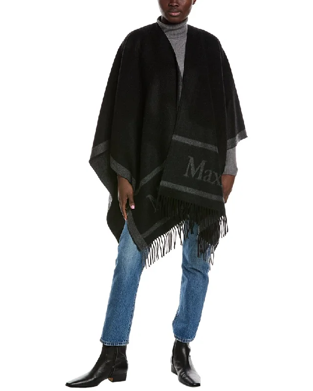 women's coats with belted waistsMax Mara Logo Jacquard Wool Cape