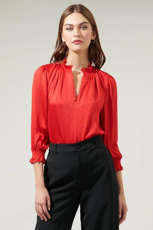 women's tops in solid colorsRodeo Split Neck Blouse