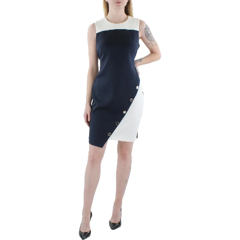 women's bell-sleeved dressesTommy Hilfiger Womens Petites Sleeveless Asymmetric Bodycon Dress