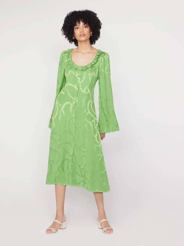 Formal DressFlora Green Chain Jacquard Midi Dress