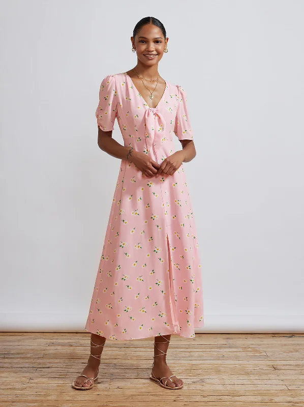 women's handmade dressesBell Pink Daisy Midi Dress