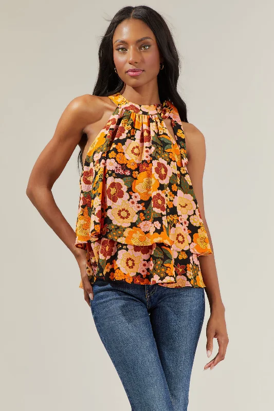 women's tops for those who want to add a personal touch to their wardrobe with unique and one-of-a-kind piecesMesa Floral Halter Neck Blouse