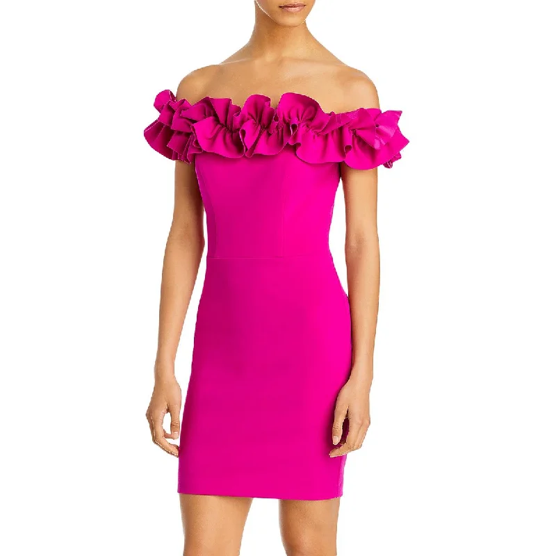 Laced-Up DressAqua Womens Ruffled Above Knee Bodycon Dress