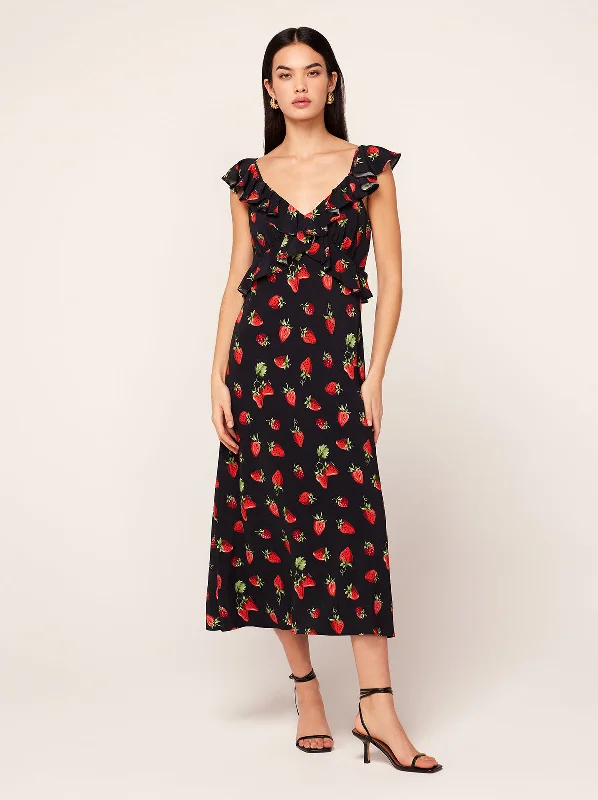 women's chiffon dressesRosemary Berry Print Midi Dress