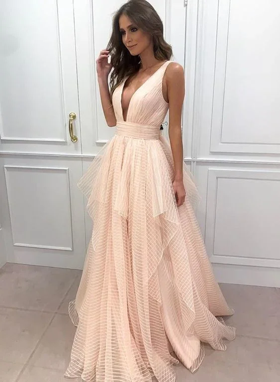 Sweetheart Neckline DressPink Prom Dresses A Line Long Evening Dress Tulle Long Evening Gowns  gh2168