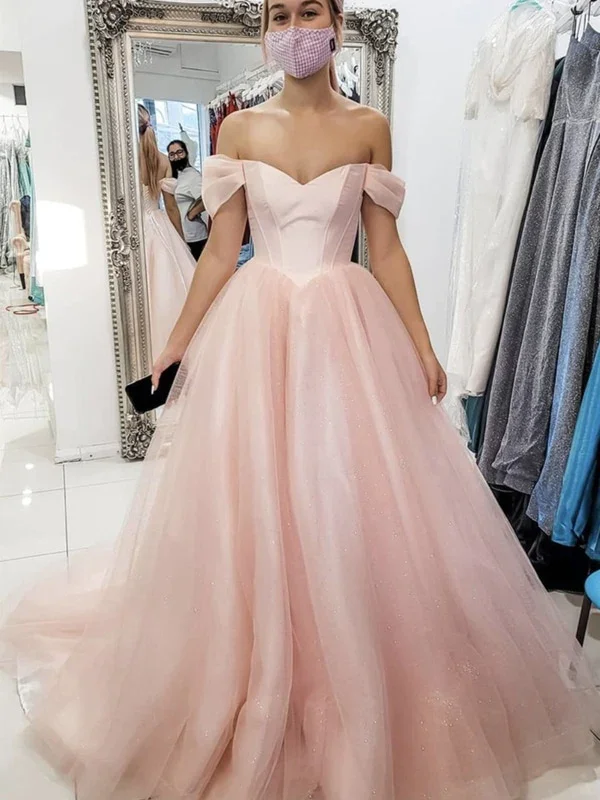 women's statement dressesOff Shoulder Open Back Pink Long Prom, Off the Shoulder Pink Formal, Pink Evening gh2553