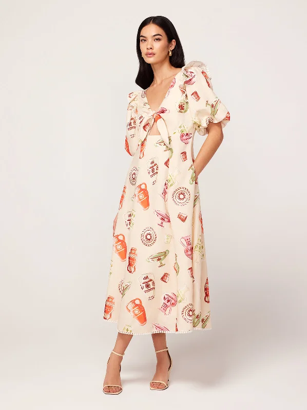 Tall Women DressPia Ivory Pottery Print Midi Dress