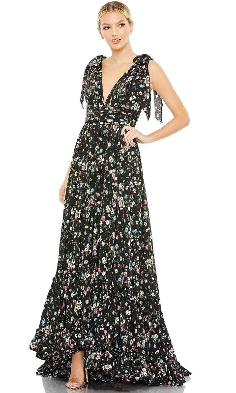 Evening DressMac Duggal 50657 - Floral Print V-Neck Midi Dress