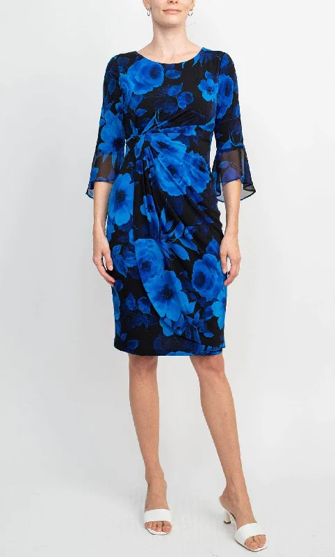 Tiered DressConnected Apparel TMJ37985 - Flutter Sleeve Sheath Midi Dress