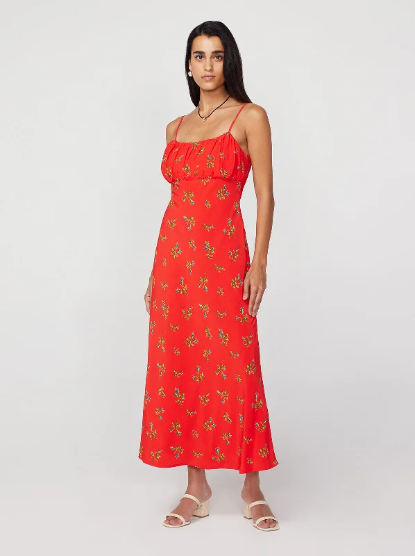 High-Low DressVelma Red Rosebud Midi Dress