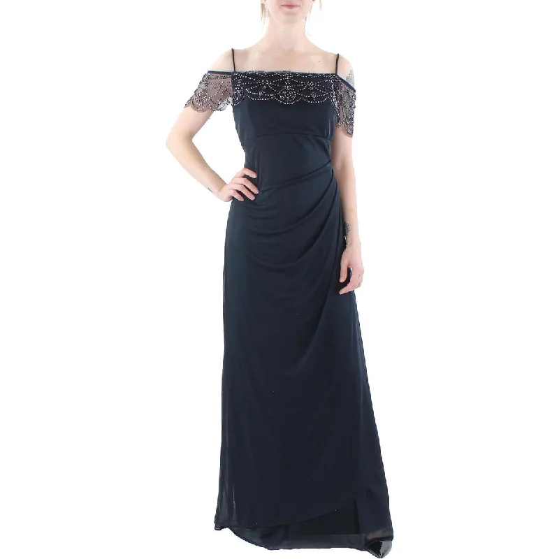 women's fair-trade dressesX by Xscape Womens Mesh Embellished Evening Dress