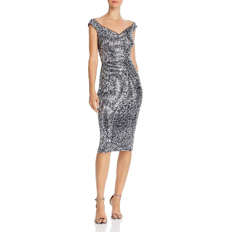 women's neon dressesAqua Womens Sequined Above Knee Bodycon Dress