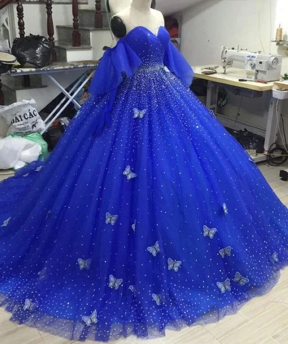 Embellished Dresselegant quinceanera dresses lace appliques tulle ball gown Prom Dress, Evening Dress gh2019