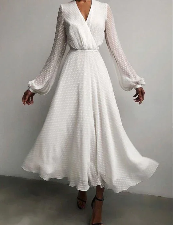 Ribbon Dresslong sleeves white evening dress, prom dress  gh2299