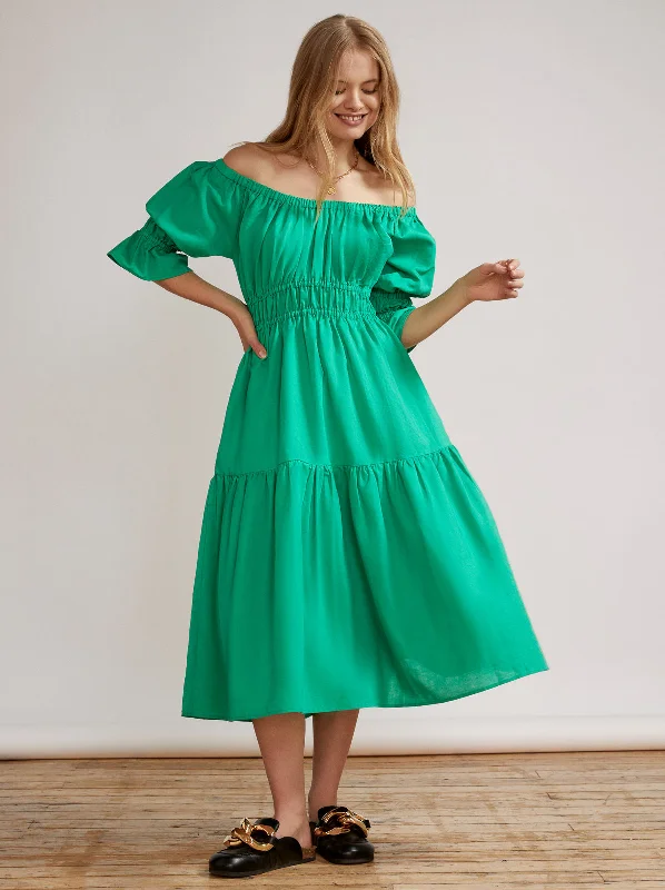 women's hourglass figure dressesMargot Green Midi Dress