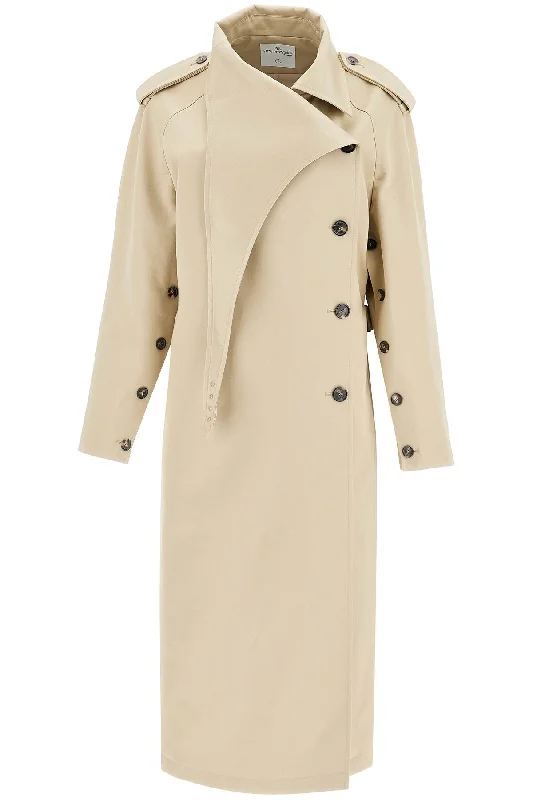 affordable women's coatsCourreges Women's Long Trench Coat With Asymmetrical Closure