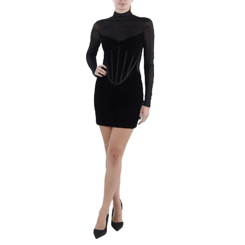 women's cocktail dressesMugler Womens Mesh Inset Tight Bodycon Dress