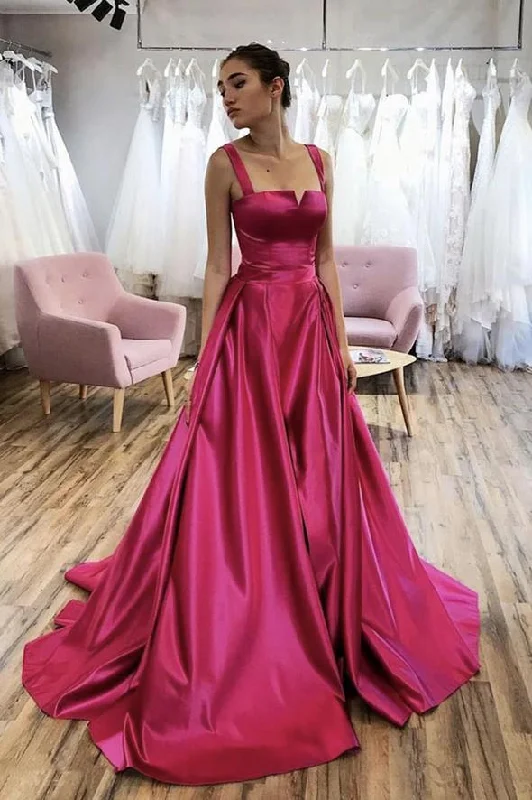 women's cocktail dressesRed satin long prom dress red evening dress gh2268