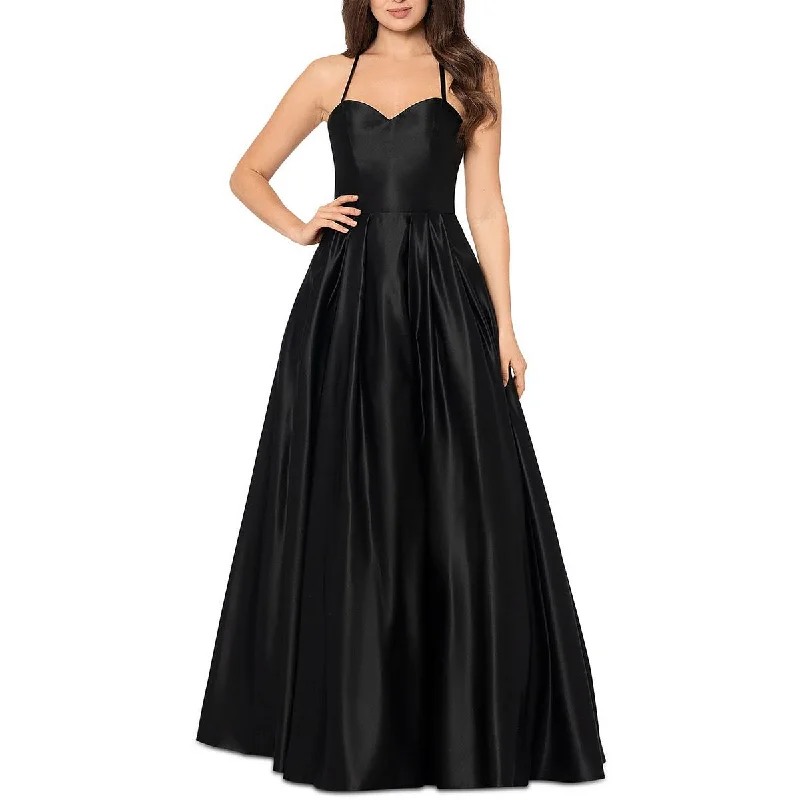 women's plus-size dressesBlondie Nites Womens Juniors Illusion Long Evening Dress