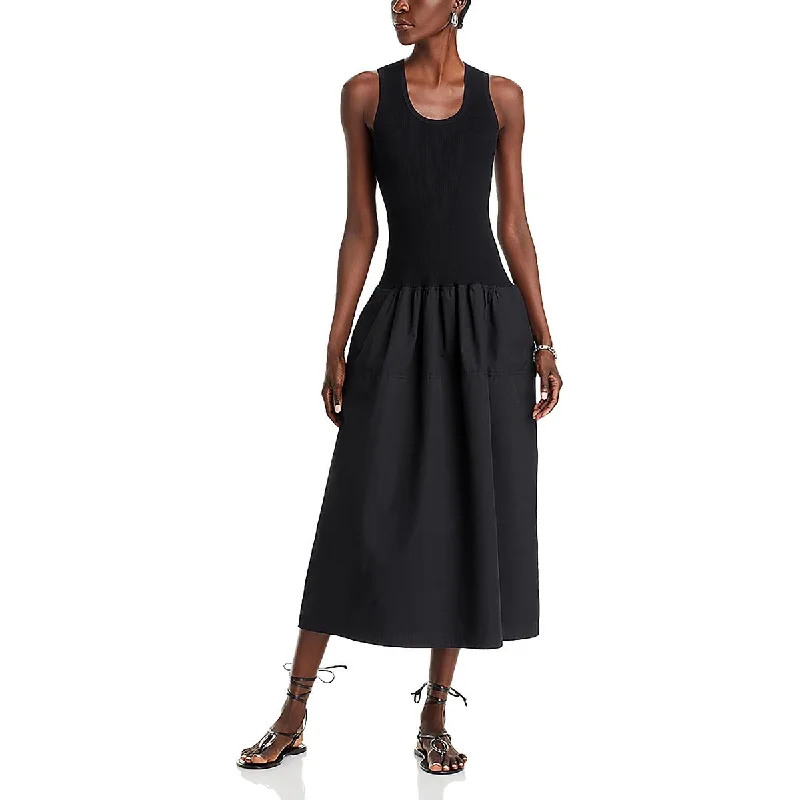 women's cotton dressesProenza Schouler Womens Ribbed Midi Fit & Flare Dress