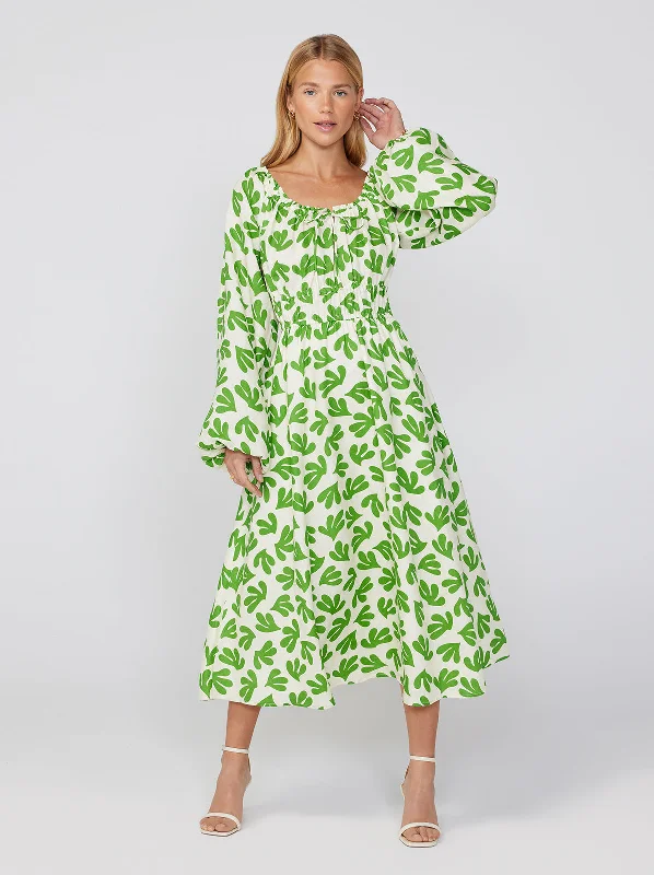 A-Line DressLuella Leaf Print Midi Dress