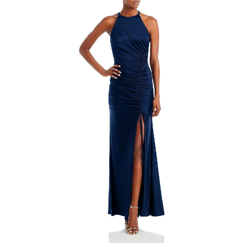 women's empire waist dressesAqua Womens Ruched Halter Evening Dress