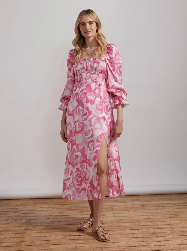 Floor-Length DressJolene Pink Floral Swirl Midi Dress