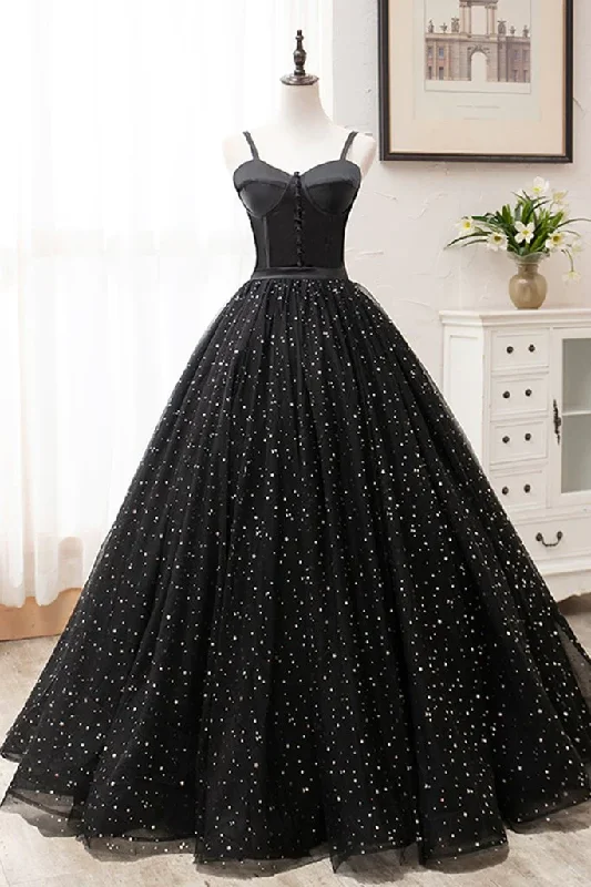 women's empire-line dressesBlack Tulle Satin Sweetheart Neck Long Prom Dress, Evening Dress  gh2236