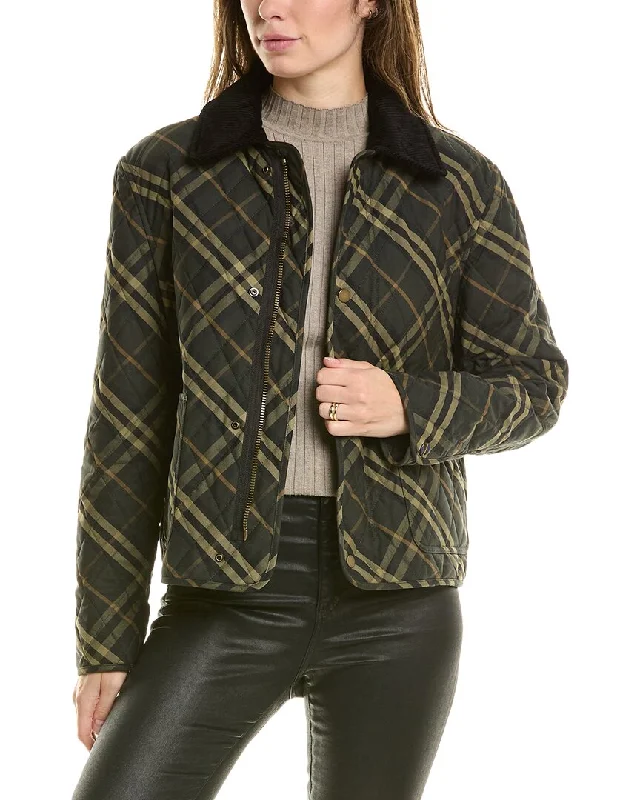 affordable women's coatsBurberry Cropped Check Quilted Barn Jacket