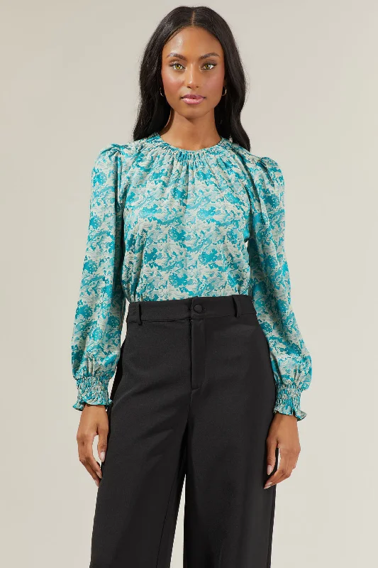 women's tops for those who love bold and vibrant colorsCyrus Floral Jacquard Satin Blouse