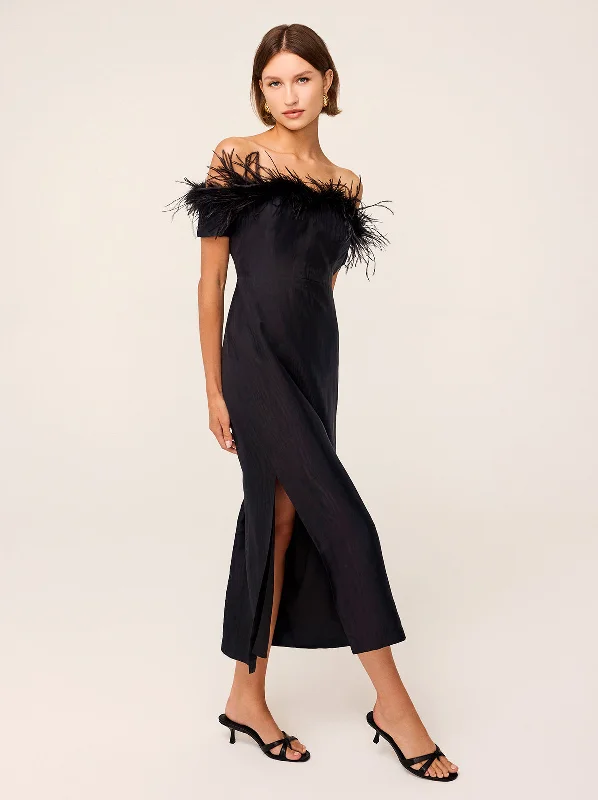 women's made-to-order dressesVivien Black Feather Midi Dress