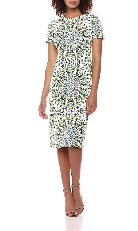 Cut-Out DressLondon Times - Floral Mandala Print Midi Dress T2918MSC