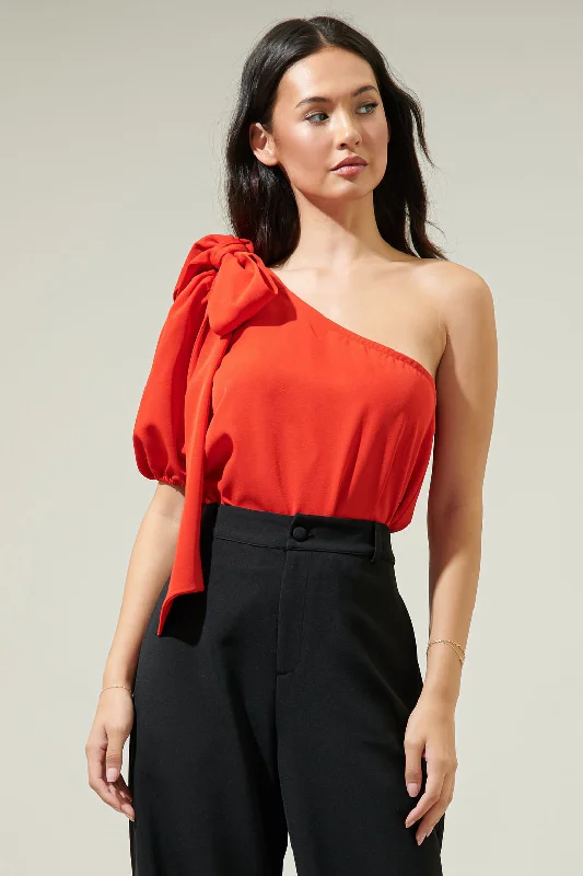 women's tops for those who love to experiment with fashionRenee One Shoulder Blouse