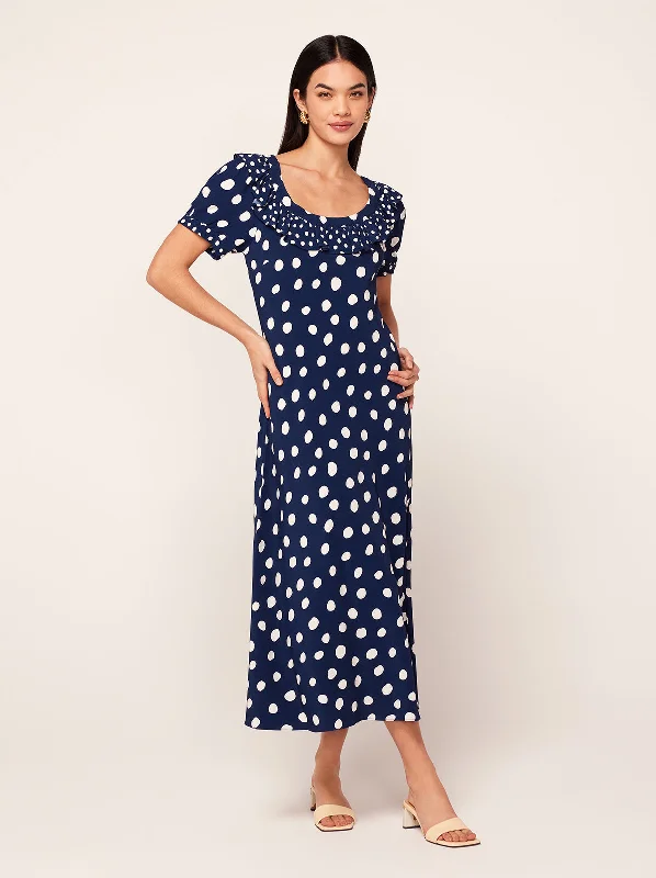 Casual Chic DressHilda Mixed Polka Dot Midi Dress