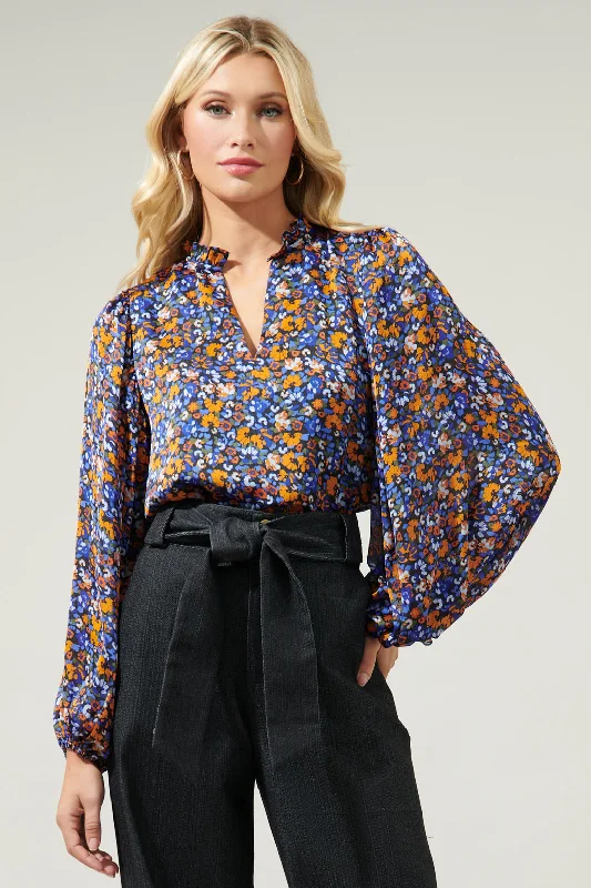 women's tops for those who want to invest in timeless piecesBegonia Floral Shimmy Balloon Sleeve Top