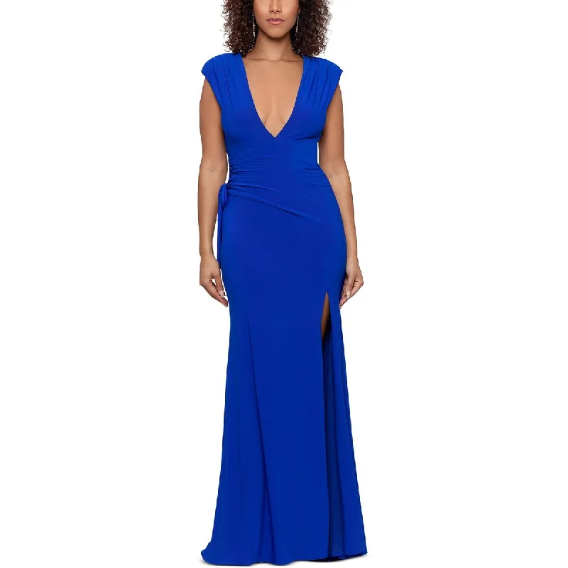 Velvet DressBetsy & Adam Womens Side Slit Long Evening Dress