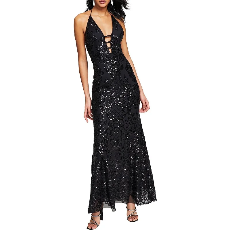 Bohemian DressBlondie Nites Womens Juniors Sequin Cut-Out Evening Dress