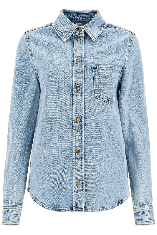 women's coats for petite womenToteme Women's blue Overshirt With Pocket Detail