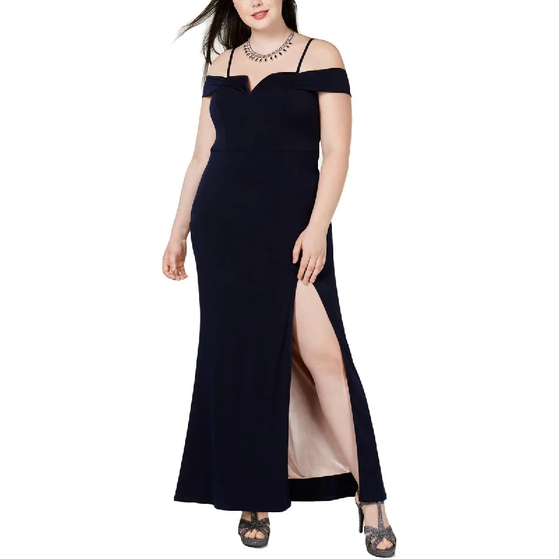 Chiffon DressCity Studio Womens Plus Off-The-Shoulder V-Neck Evening Dress