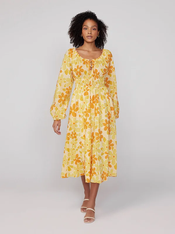 women's empire-line dressesLuella Yellow Floral Print Midi Dress