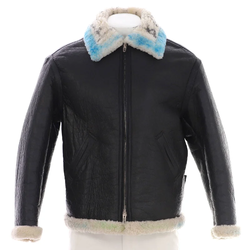 women's trench coatsGraffiti Zip Jacket Leather and Shearling