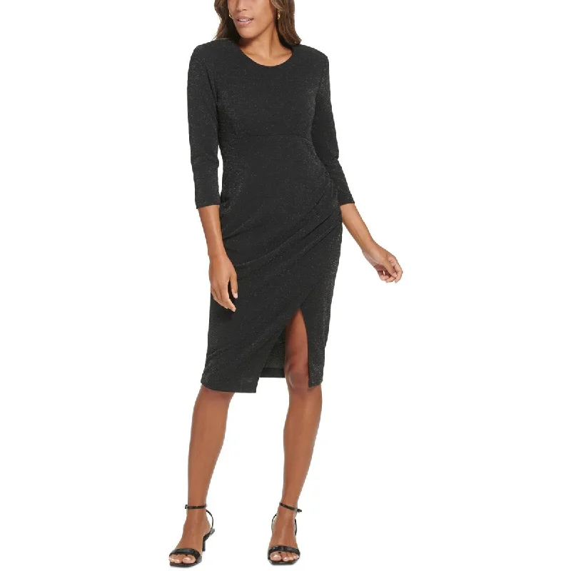 Nursing DressCalvin Klein Womens Faux-Wrap 3/4 Sleeve Midi Dress