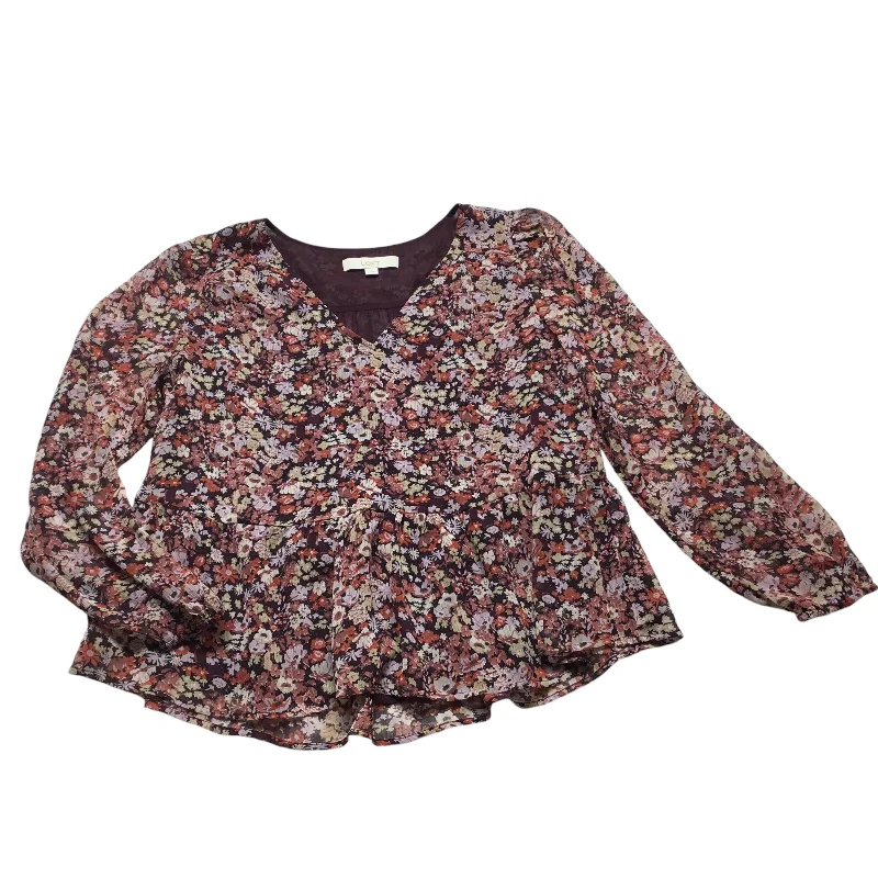 women's tops for those who believe in expressing their individuality through fashionTop Long Sleeve By Loft In Floral Print, Size: S