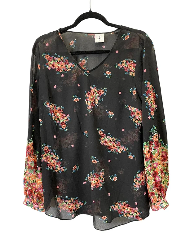 women's tops made from cottonTop Long Sleeve By Cabi In Floral Print, Size: M