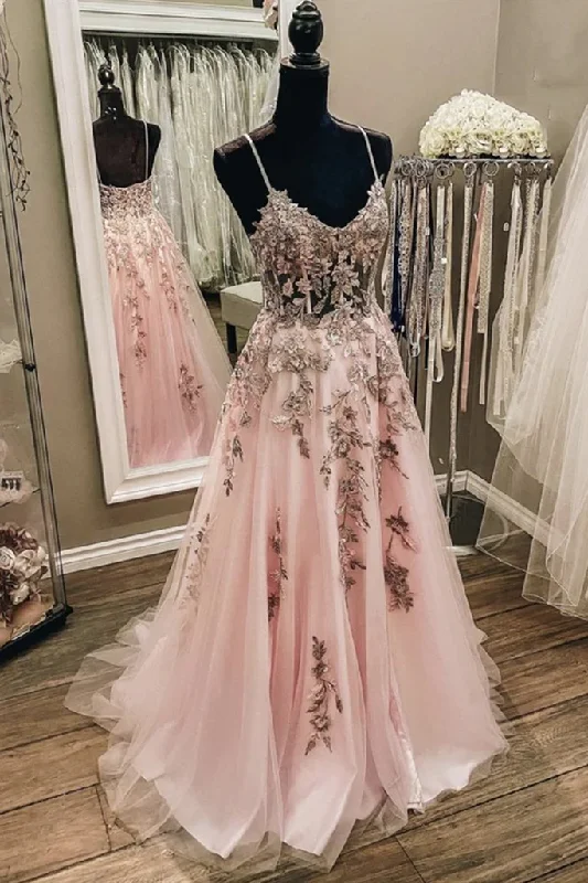 Maternity DressV Neck Backless Pink Lace Long Prom Dress, Long Pink Lace Formal Evening Dress gh2283