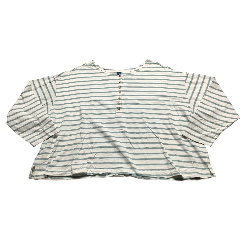 women's tops with ruffled hemsTop Long Sleeve By Old Navy In Striped Pattern, Size: 3x