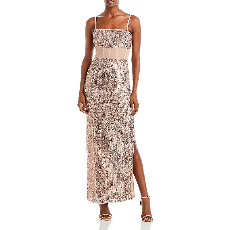 women's beach dressesBCBGMAXAZRIA Womens Sequined Long Evening Dress